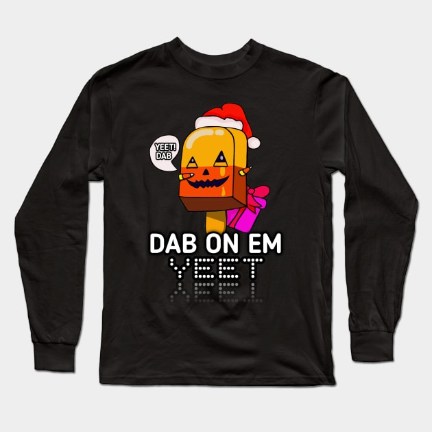 Jack O Lantern Dabbing Halloween Christmas Yeet Dab - Dabbing Trendy Dance Emote Meme - Autumn Fall Kids Teens Long Sleeve T-Shirt by MaystarUniverse